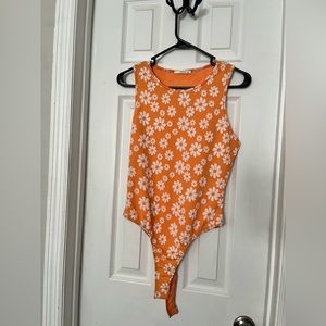 Floral Orange and White Bodysuit